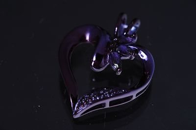 3キュービックジルコニア&マーキスカットジルコニアパープルオープンハートデザインシルバーペンダントトップ (レディ－ス)