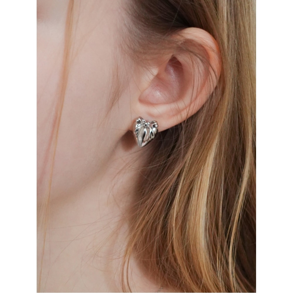 LUNNE シルバー 925 スイートリボンハートワンタッチピアス #LSE97