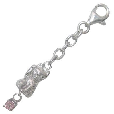 幸せを招く猫モチーフ ( 10月誕生石 ) シルバー ピンクトルマリンチャームトップホルダー楽ギフ_包装