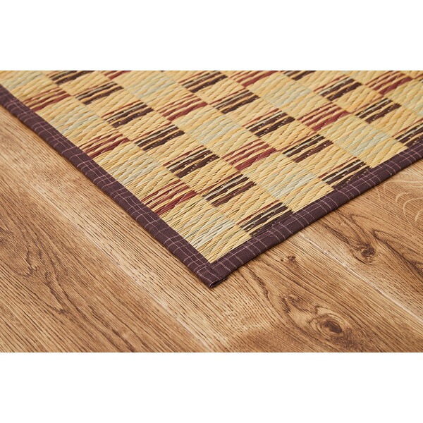 81958261 収納簡単 い草ラグ キハチ はっ水 すべりにくい 180×180 ブラウン メーカー直送