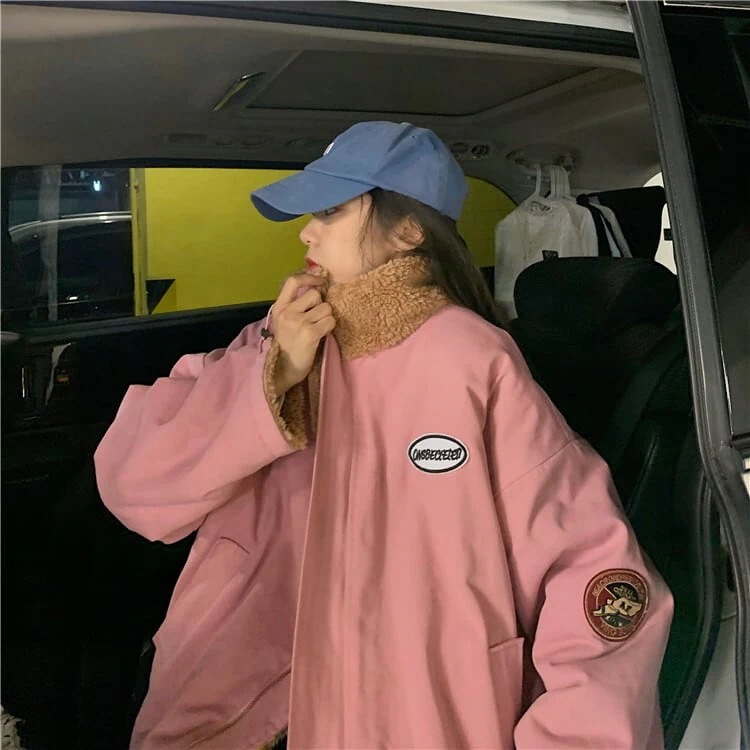 ジャケット アウター オーバーサイズ ゆったり リバーシブル もこもこ カジュアル シンプル 大人可愛い 韓国ファッション