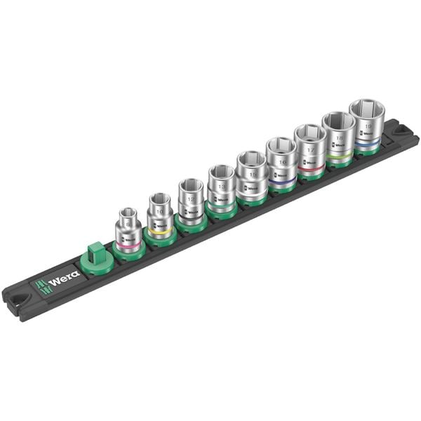 WERA ヴェラ 差込角3/8SQ 収納レール付き 9点組 ソケットレンチセット 8-19入り 005430 工具 ツール DIY 作業工具 道具