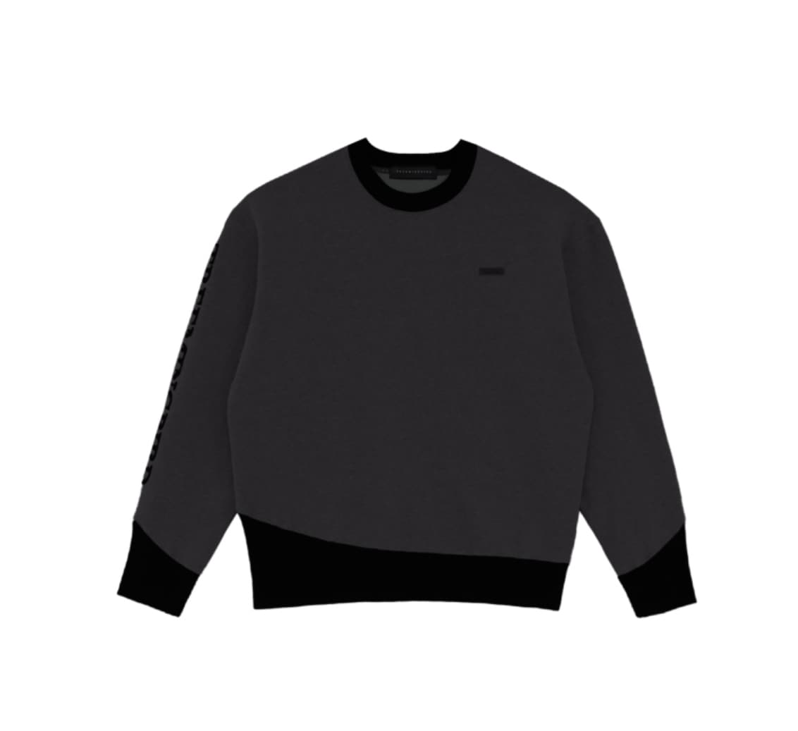 【TREEMINGBIRD】 [UNISEX] OBLIQUE LINE SWEAT SHIRT : CHARCOAL