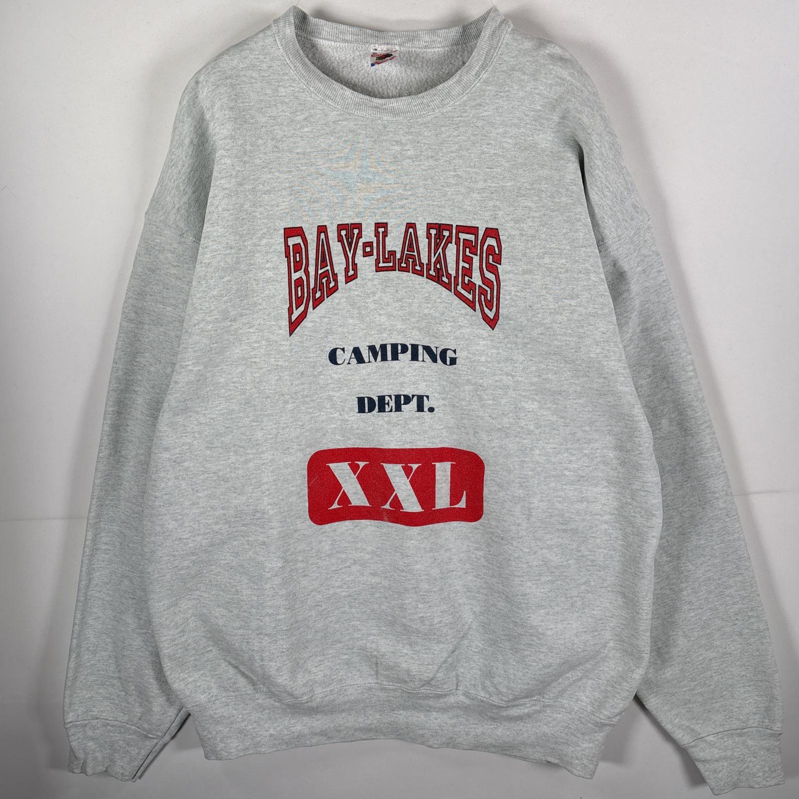 古着 90s/90年代 USA製 スウェット ラバープリント 三段プリント XXL ヘザーグレー メンズ