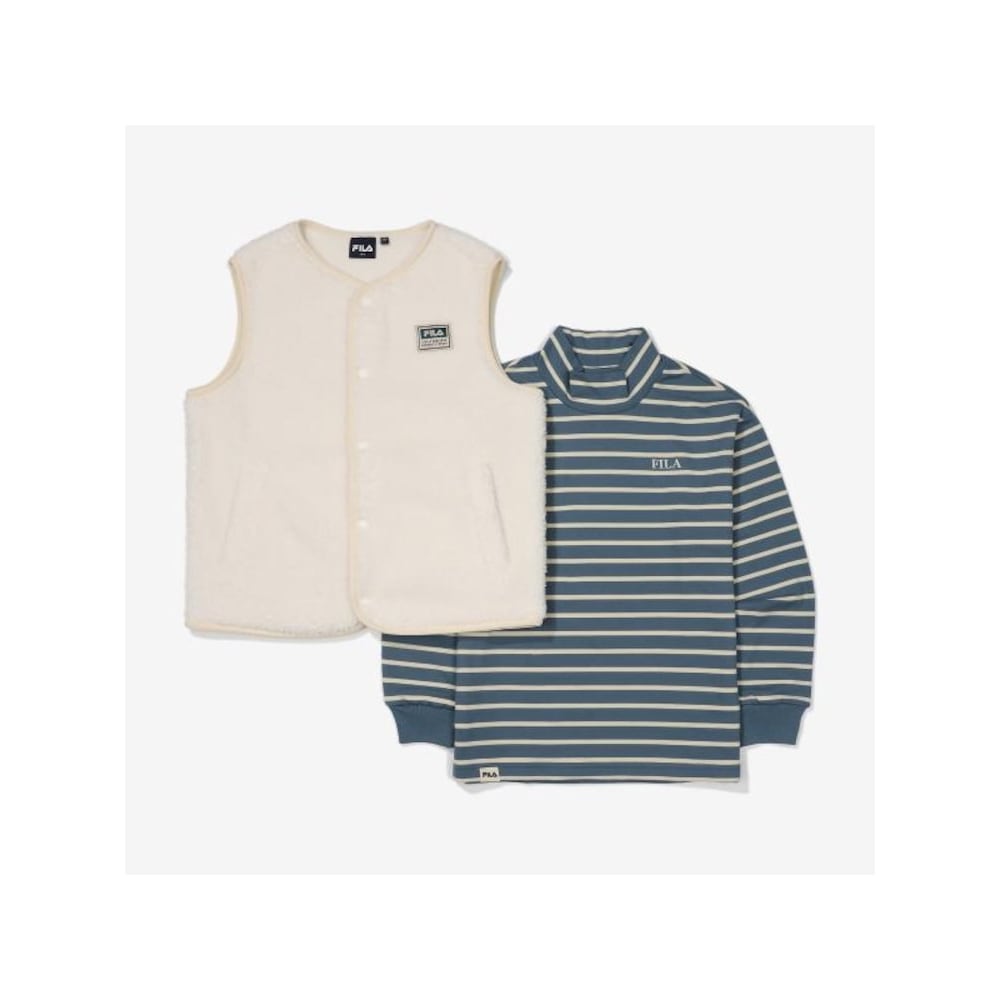 [フィラキッズ] エッセンシャルロングスリーブ T シャツベストセット (FK2RLF4201X_GTL) Q0ZFK2RLF4201XGTL