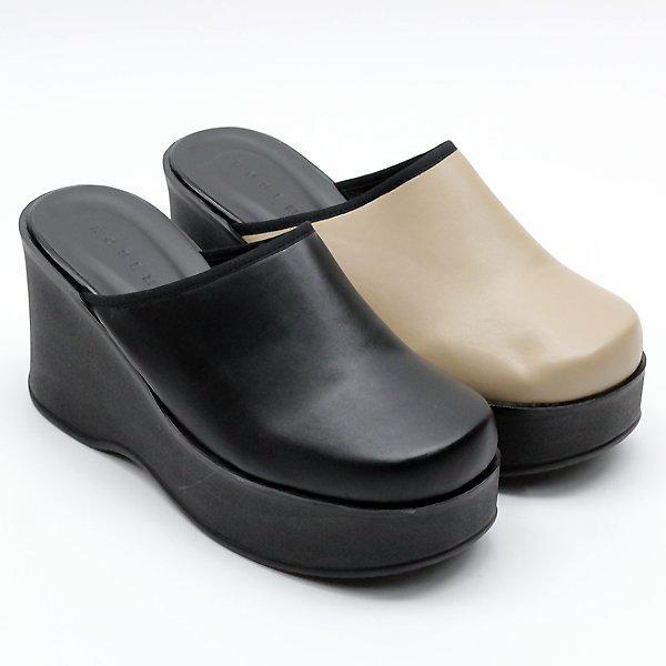 シューズ シンプル シークレットヒール ウェッジ 女性用 ブロファー スリッパ ミュール オフィスシューズ 9cm sm904_P375532573