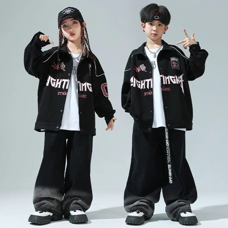子供の街のダンスのファッション服の子供の野球の女の子のhiphopのコートの男の子のヒップホップの出演服のスーツの街のダンスの服装