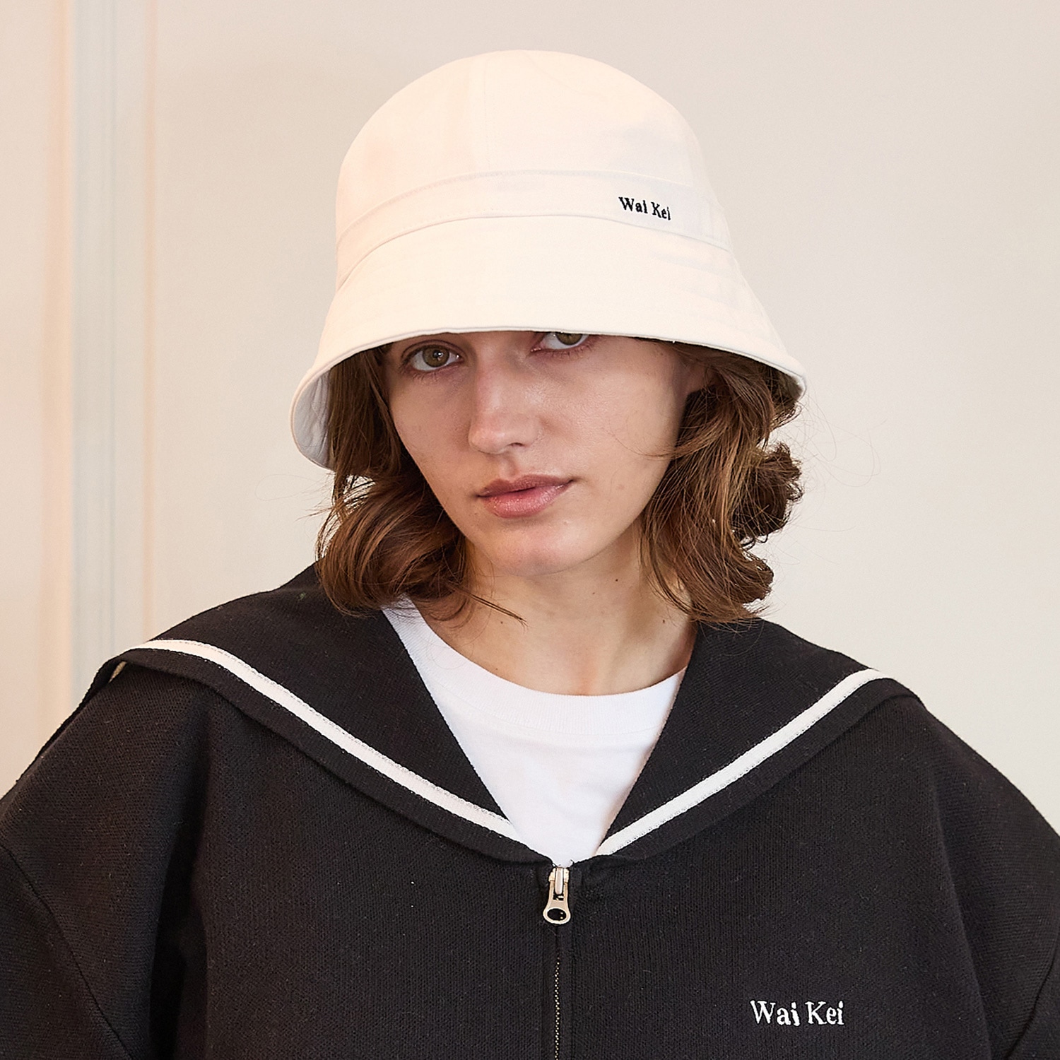 2-WAY roll up marine bucket hat WHITE