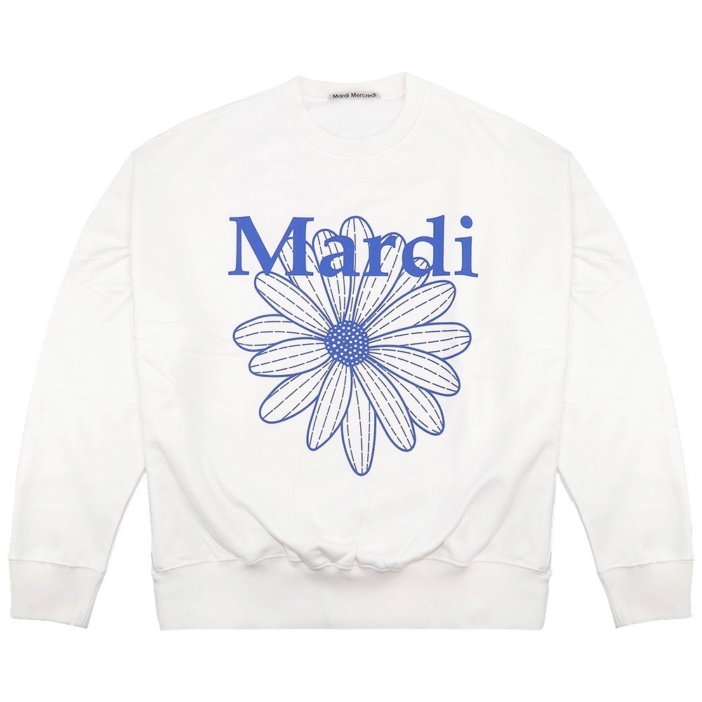 SWEATSHIRT FLOWERMARDI WHITE VIVIDBLUE 長袖 レディース 韓国 ファッション アパレル