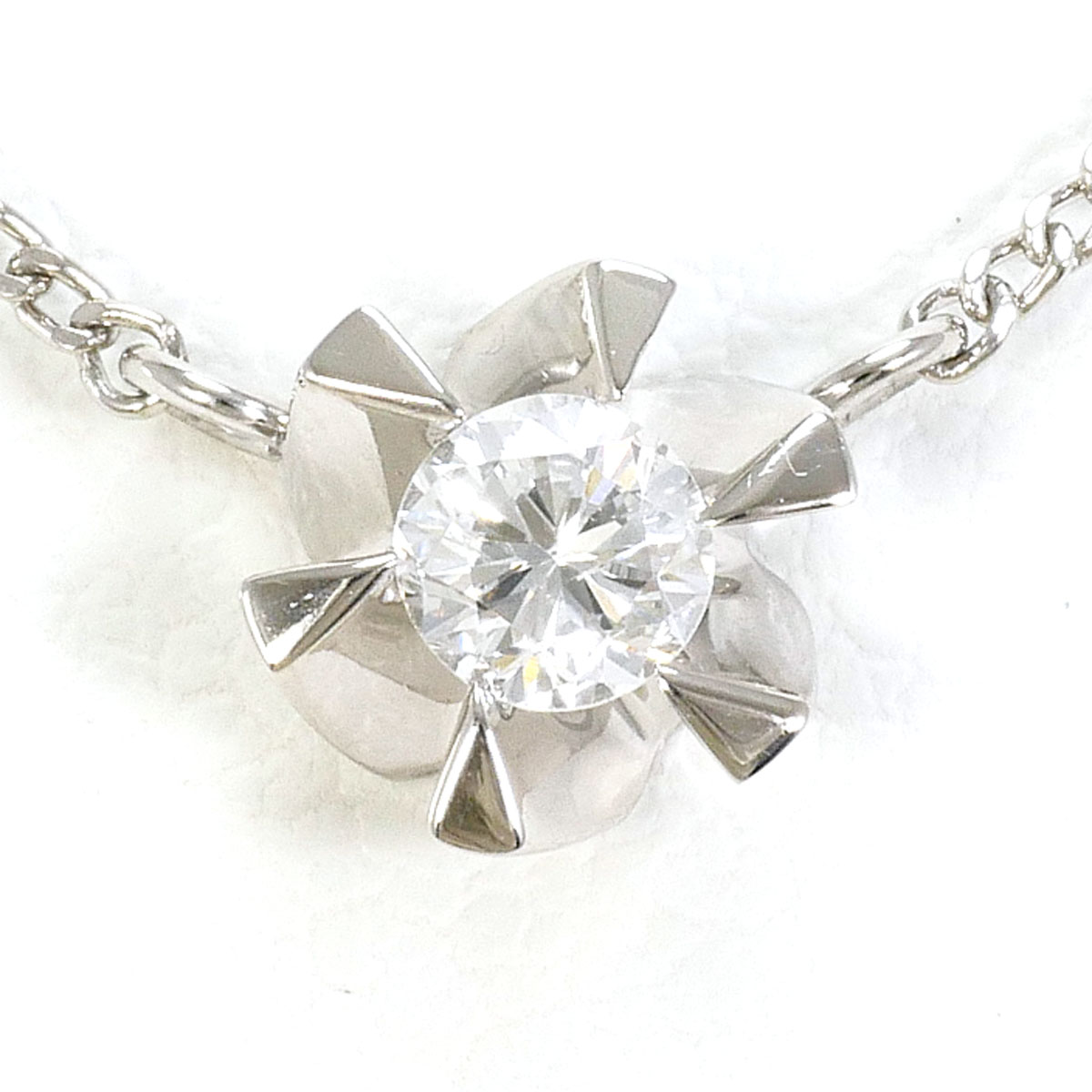 PT850 プラチナ ネックレス ダイヤモンド 0.16 ct 総重量約2.3g 約41cm 中古