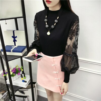 ５色 トップス Tシャツ シャツ レディース 春夏 かわいい ゆったり ゆったり 長袖 ボリューム袖 萌袖 Uネック 襟なし スリム タイト 切り替えデザイン ドッキング レース 透け感 シースルー