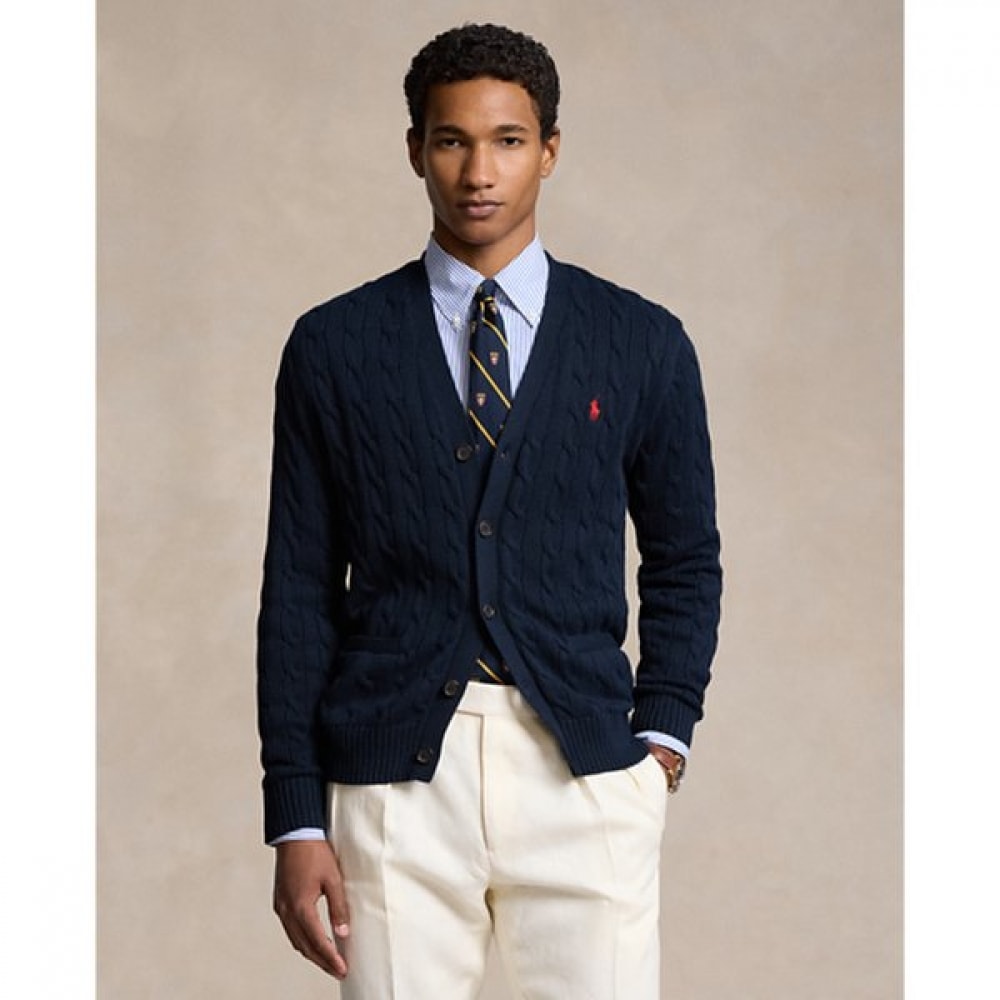 ポロラルフローレンメンズケーブルニットコットンカーディガン (MNPOSWE16821365400)