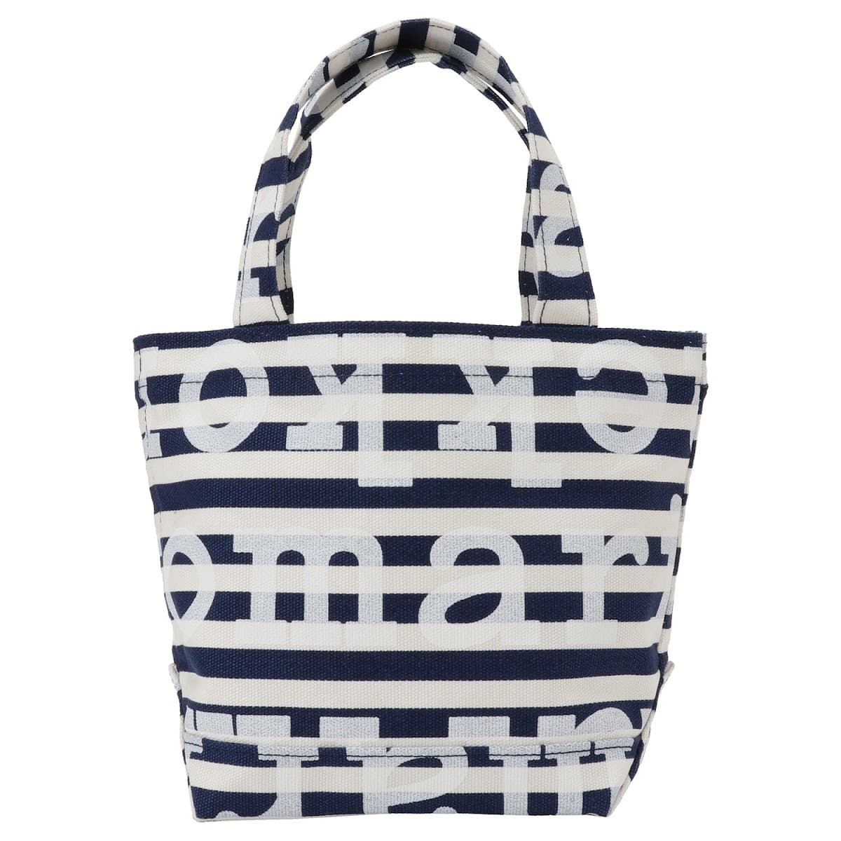 マリメッコ バッグ marimekko レディース ユニセックス 091398 150 マリロゴボーダー柄 トートバッグ コットン ダークブルーオフホワイト Pieni Ahkera Tasa L
