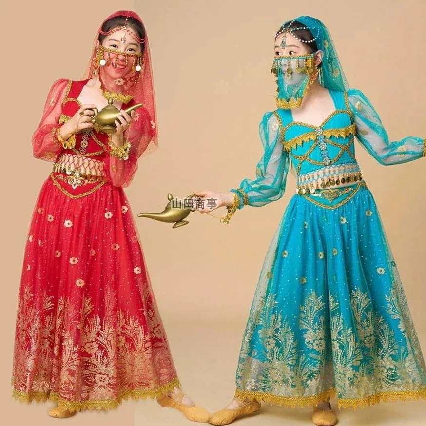 衣装 ジャスミン 子供ベリーダンス衣装子供ダンス練習服 ハロウィン セットアップ ベリーダンス コスチューム２色 レッスン着 仮装 練習着 ハロウィン衣装 衣装 キッズアラビアン衣装 レディース