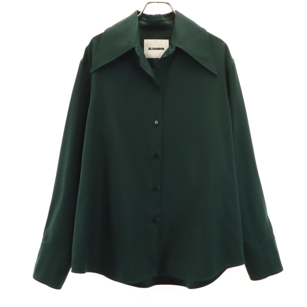 イタリア製 長袖 シャツ 34 深緑 レディース 古着