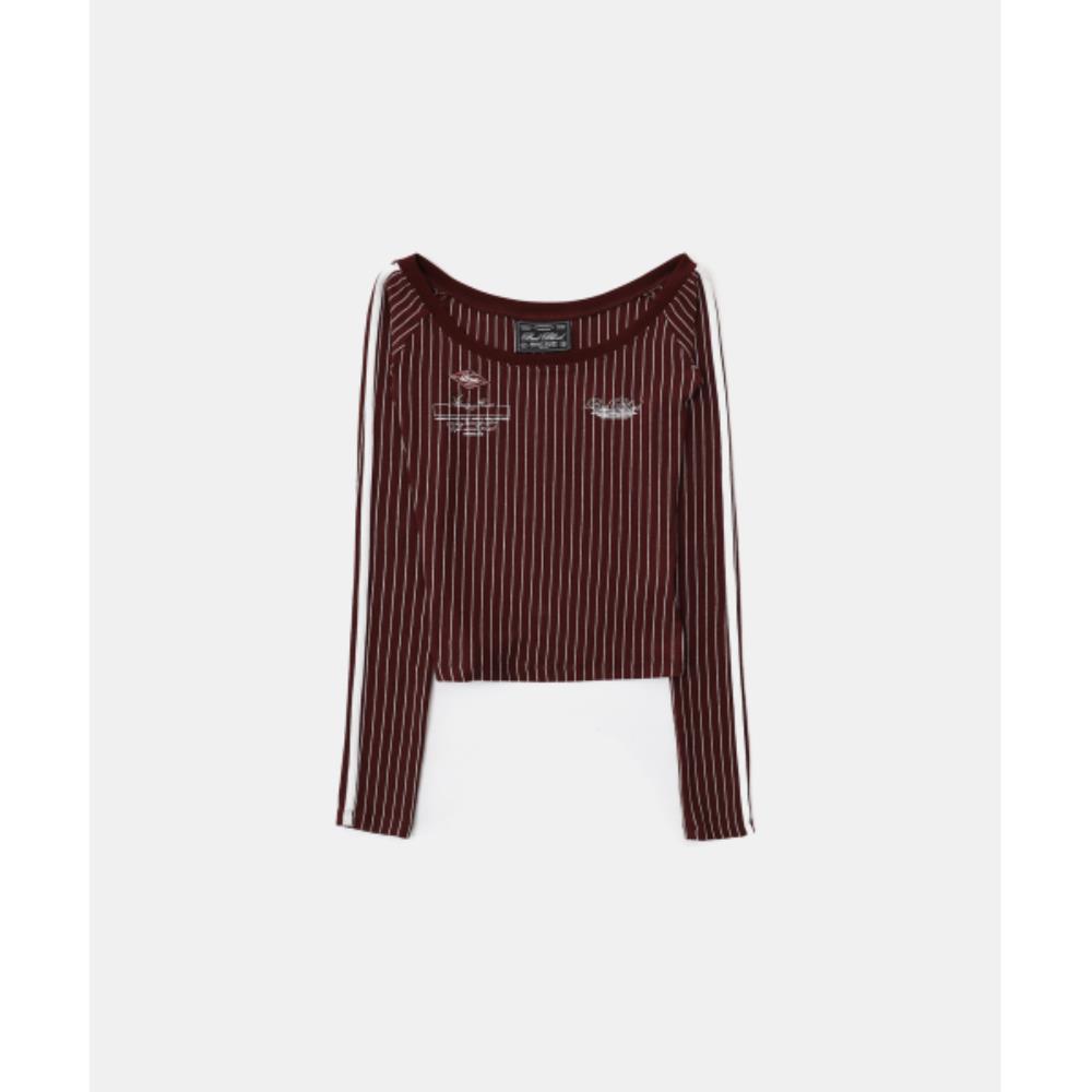 BADBLOOD Classic Logo Off Shoulder Top Wine w-tee25-008