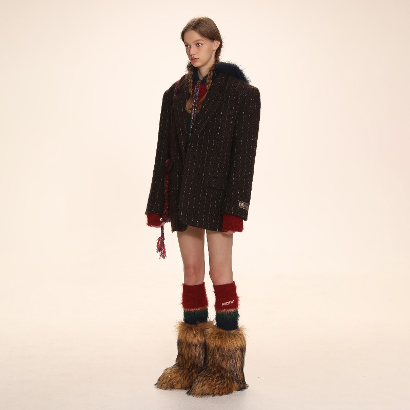 モロモロレトロ縦縞カラフルなドット糸腕章ブレザーレディースハイエンドルーズスーツトップ 14,054円