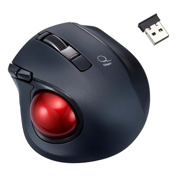小型無線静音5ボタンレーザー式親指トラックボール ブラック MUS-TRLF224BK
