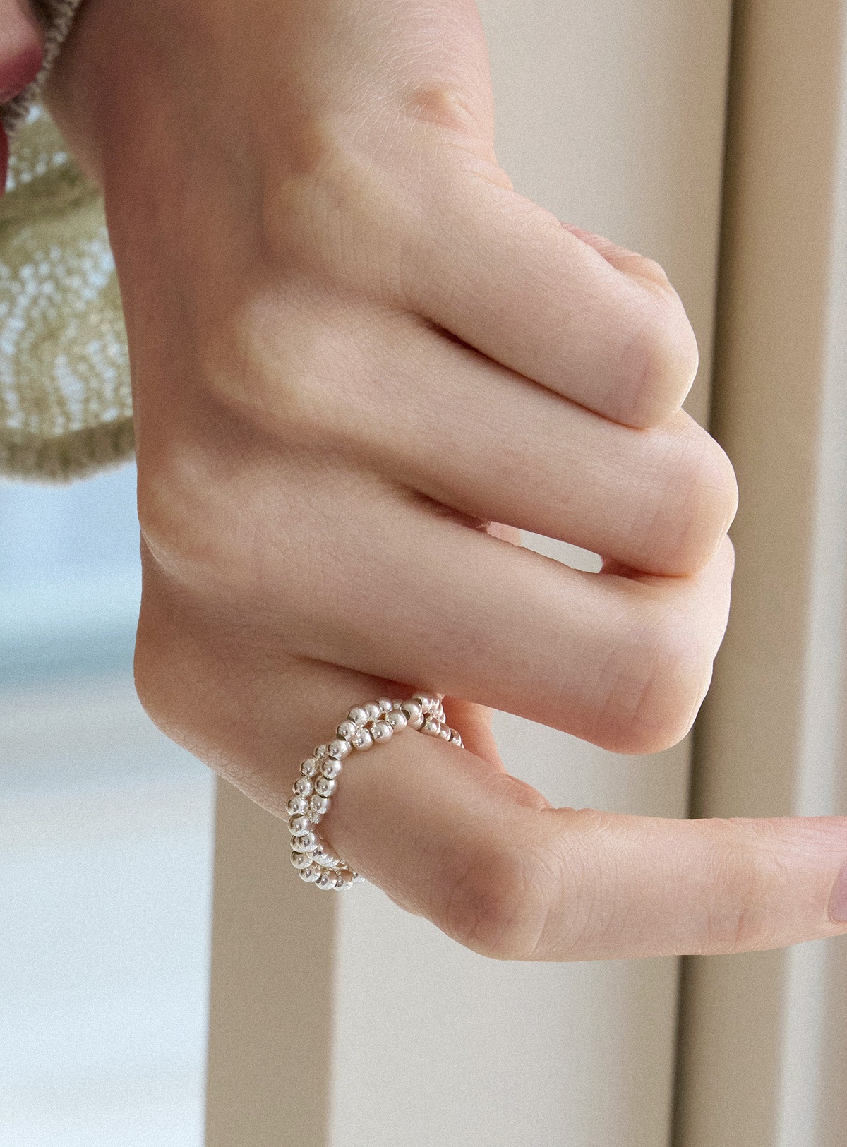 925シルバー ドットウェーブリング個性派エレガントの決定版