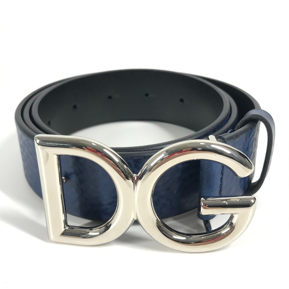 DOLCE&GABBANA ドルガバ ベルト DG ロゴ バックル アクセサリー レザー ブルー