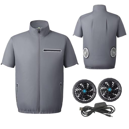 [YUCAHYPE] ファン付きベスト 5段階風量調整 冷却ベスト 半袖 反射機能付 断熱加工生地 ファン付き作業服 空調作業服 3D大風量 USB給電 空調作業着 空調ウェア 軽量薄手 熱中症対策