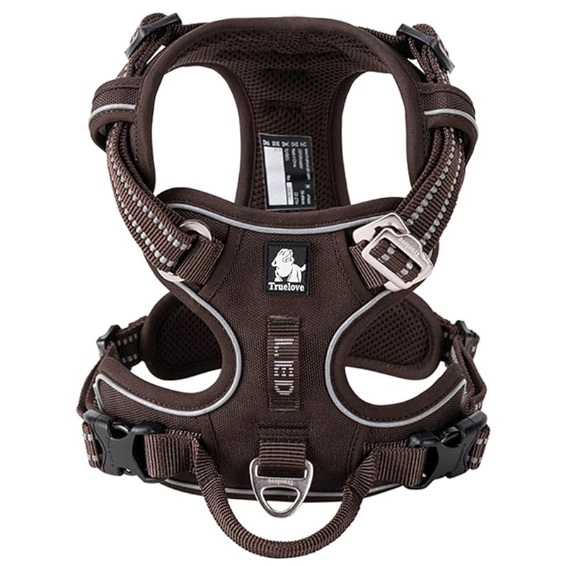 cocomall 2020新型 犬用ハーネス 犬用胴輪 ドッグ ペット用品 ハーネス 3M反射材料 訓練 ナイロン製 小型犬中型犬大型犬に向け 通気性 調節可能 (S, ブラウン)