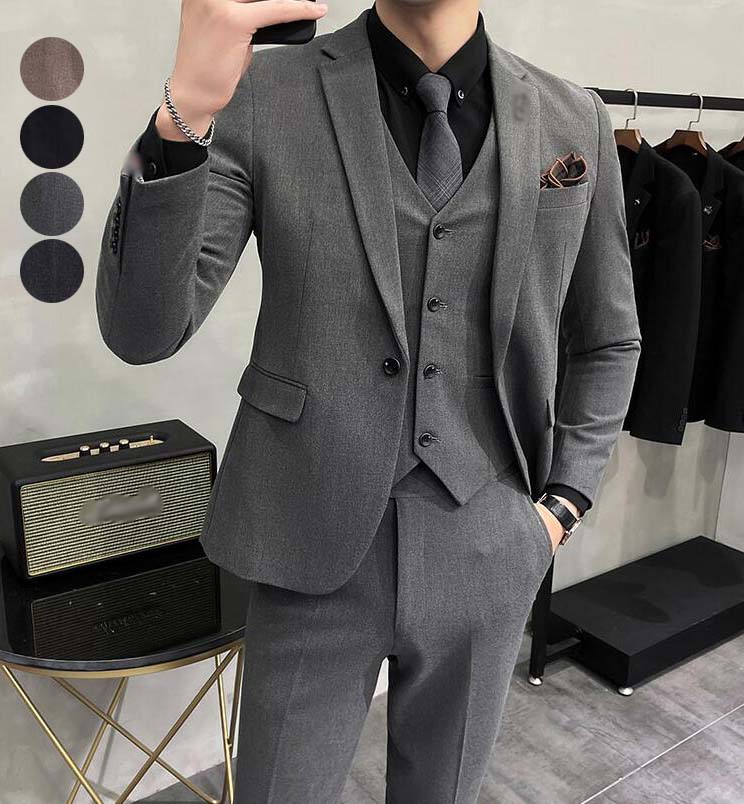 メンズスーツスーツセットメンズビジネススーツ2点セットジャケッlト+パンツセットアップシングルスーツ結婚式スーツ韓国風カジュアルパーティー通勤フォーマルスーツ披露宴紳士服卒業式スーツ成人式着痩せ大きい