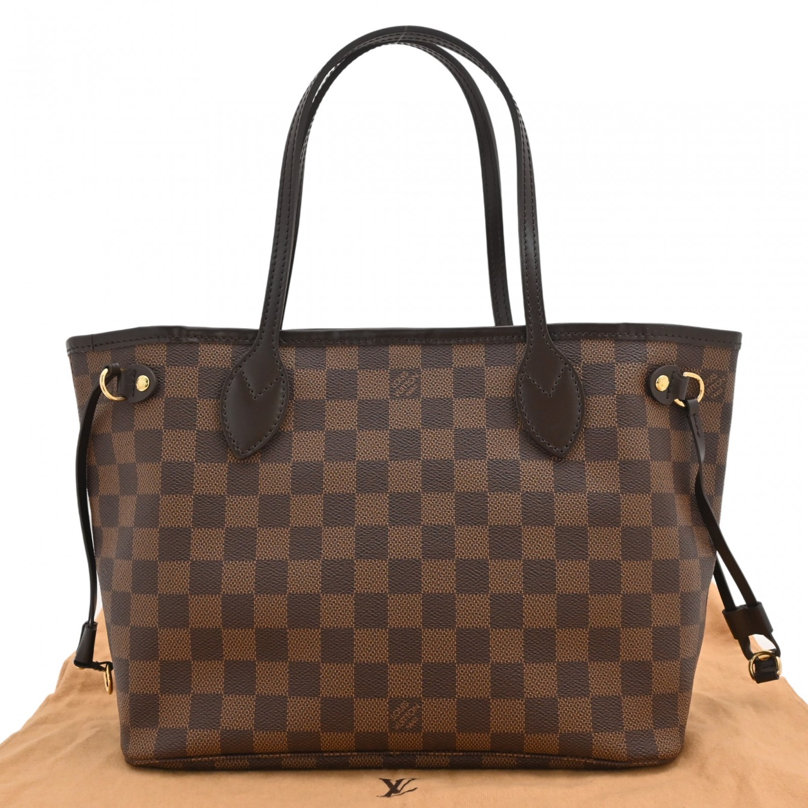 【中古】ルイヴィトン ダミエ ネヴァーフルPM トートバッグ ブラウン ゴールド金具 Sランク lv25150vv