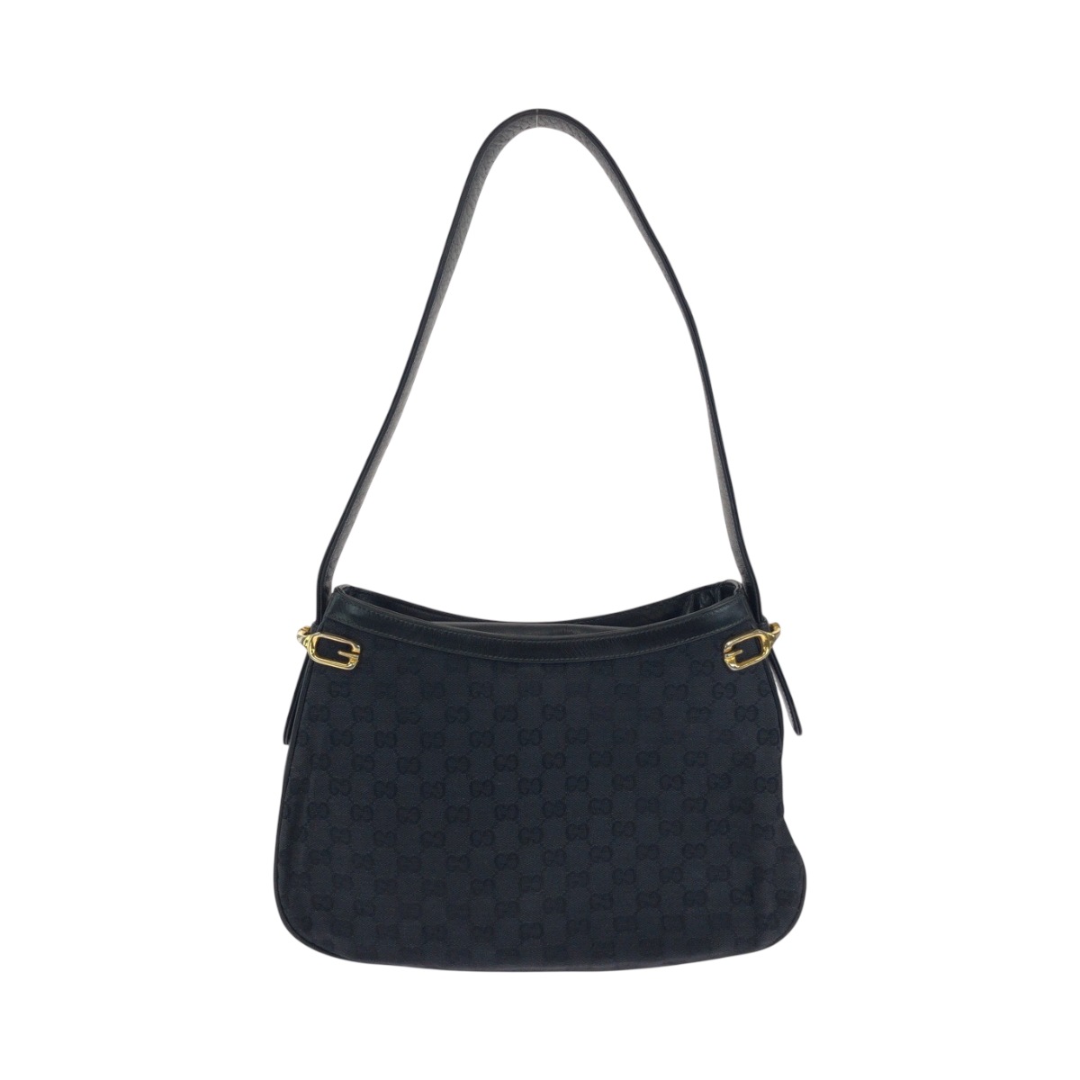 美品 ブラック 黒 ゴールド金具 GGキャンバス ホーボー ショルダーバッグ レディース 503033
