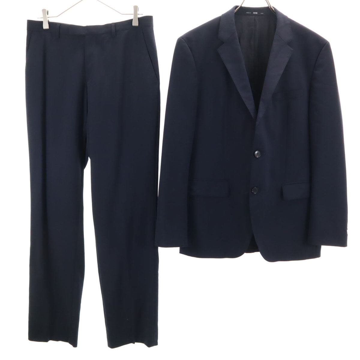 ウール USA製 スーツ 上下セットアップ 38R ネイビー メンズ 古着