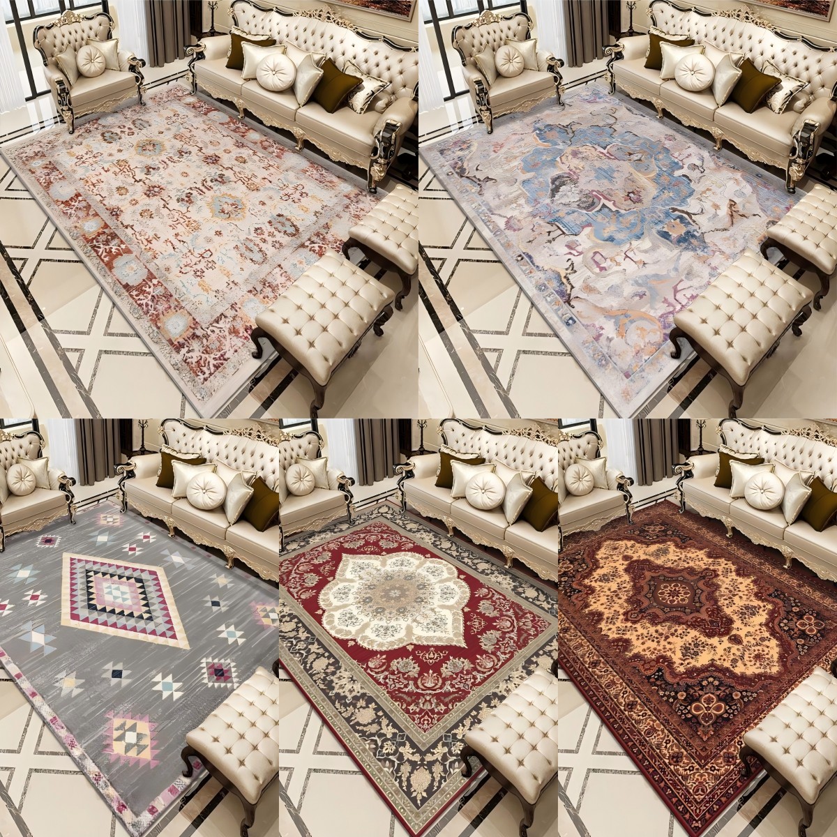 カーペット フラワー ラグ 絨毯 200*300 じゅうたん ペルシャ絨毯風 モダン ラグマット おしゃれ フロアマット 花柄 敷物