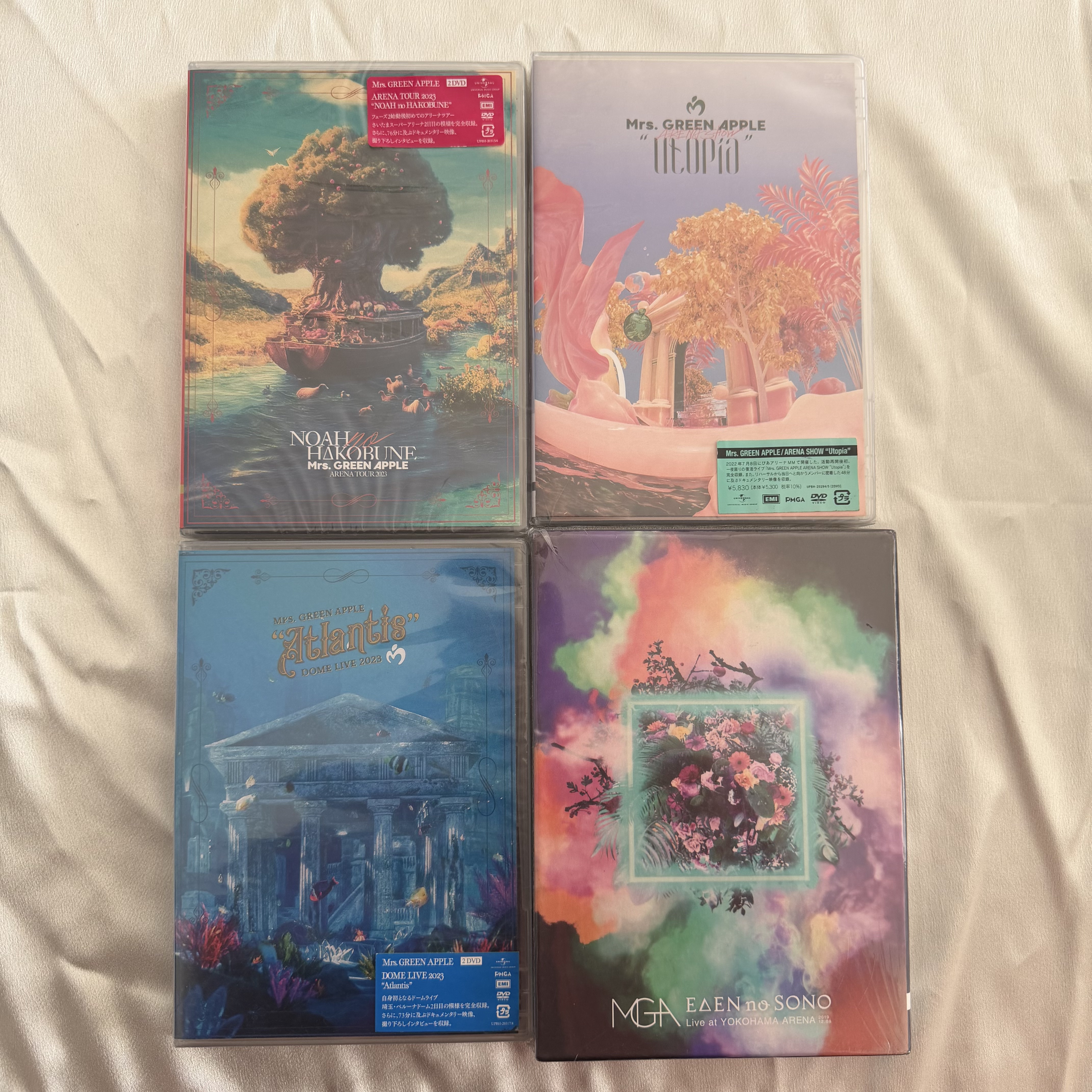 Mrs. GREEN APPLE 『Utopia』 『Atlantis』 『NOAH no HAKOBUNE』 『EDEN no SONO』 DVD/Blu-ray 4枚