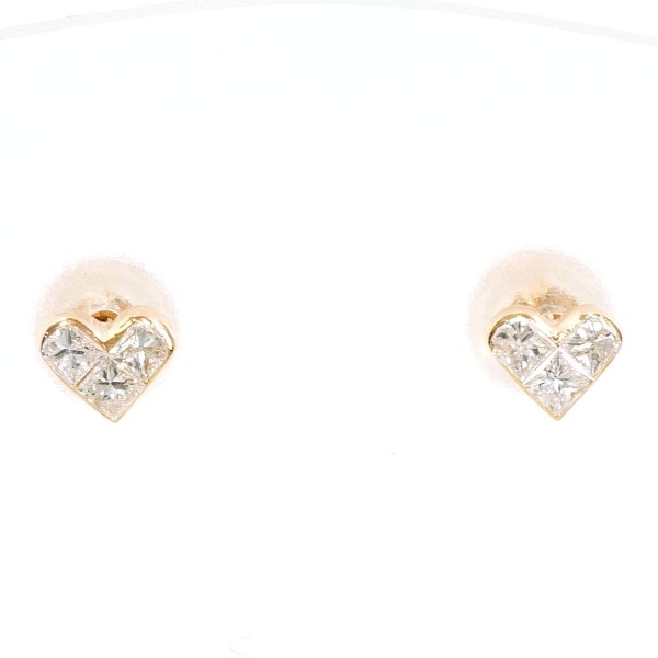 K18 18金 PG ピンクゴールド ピアス ダイヤ 0.12×2 ジュエリー 中古