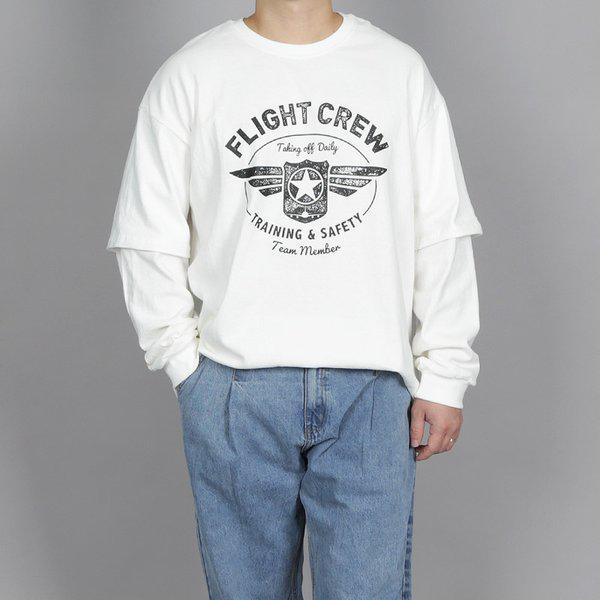 WMLメンズビッグサイズパイロットシグナルレイヤード長袖Tシャツ