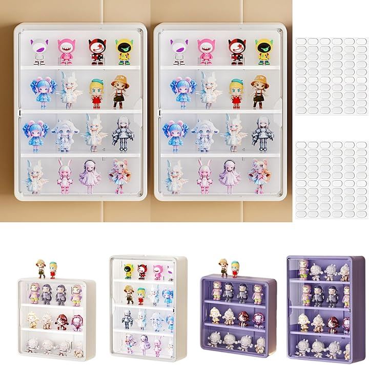ガチャガチャ ディスプレイ 収納２個セット フィギュアケース アクスタ アクリル ディスプレイボックス 壁掛け ディスプレイケース(ホワイト, ４段式)