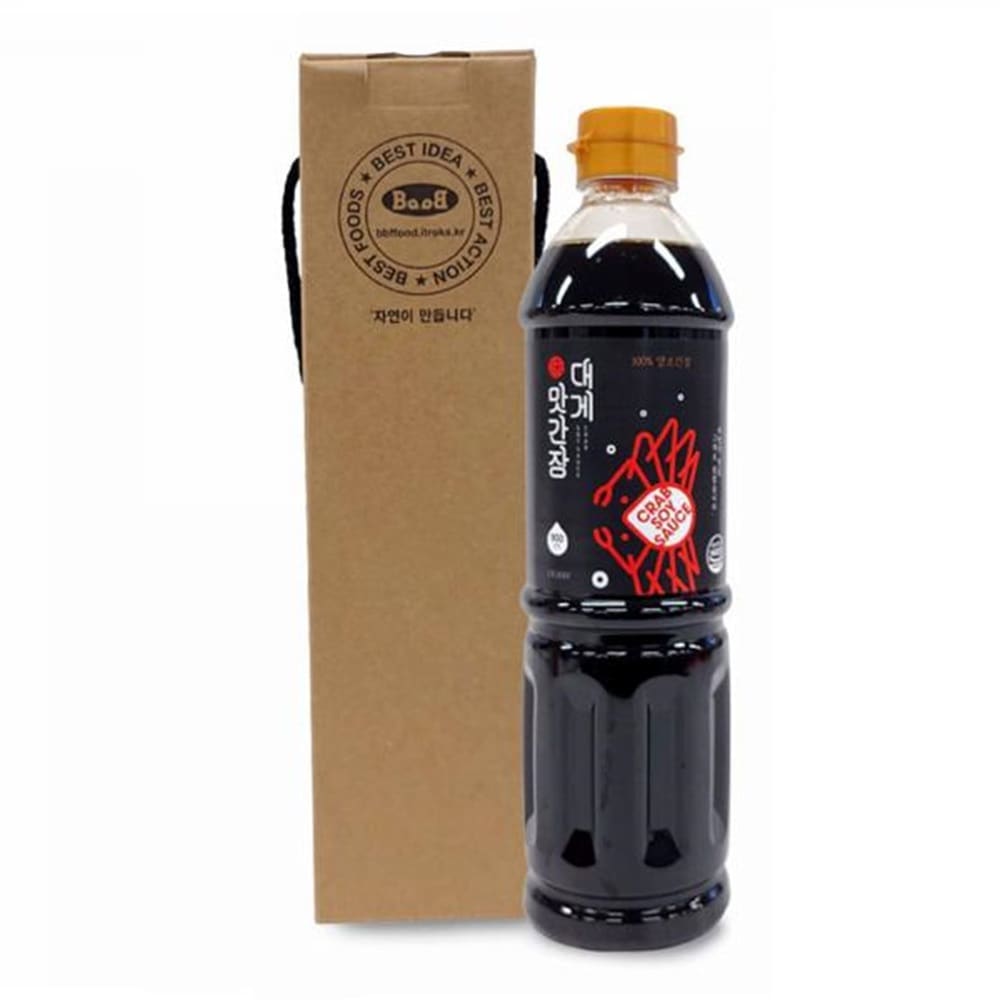 韓国食品-自然の味そのままズワイガニ味醤油100%醸造醤油 だし汁 汁 節骨醤油 ギフトケース付 900ml-KMEAL KOREA