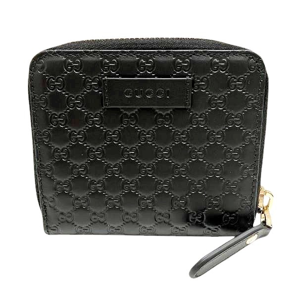 グッチ マイクログッチシマ 449395 ブラック 2つ折り財布 ユニセックス【中古】
