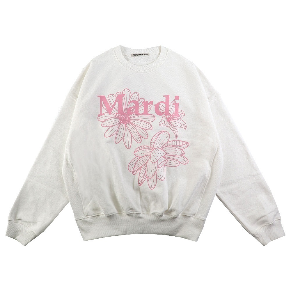 SWEATSHIRT TRIPLE FLOWER WHITE PINK 長袖 レディース 韓国 ファッション アパレル
