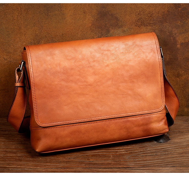 復古復古の手の色を拭くスローな時間男の包頭牛革単肩包横款レジャー本革斜ショルダーバッグ郵差包