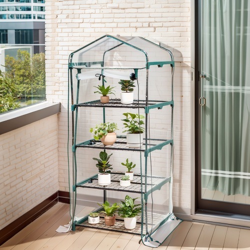 【SNS大人気】ビニール温室 2枚カバー付き 69*48*160CM 温室 4段 ベランダ 家庭用 ビニールハウス 家庭菜園 ガーデンハウス フラワーハウス ラック ビニール カバー 組立式