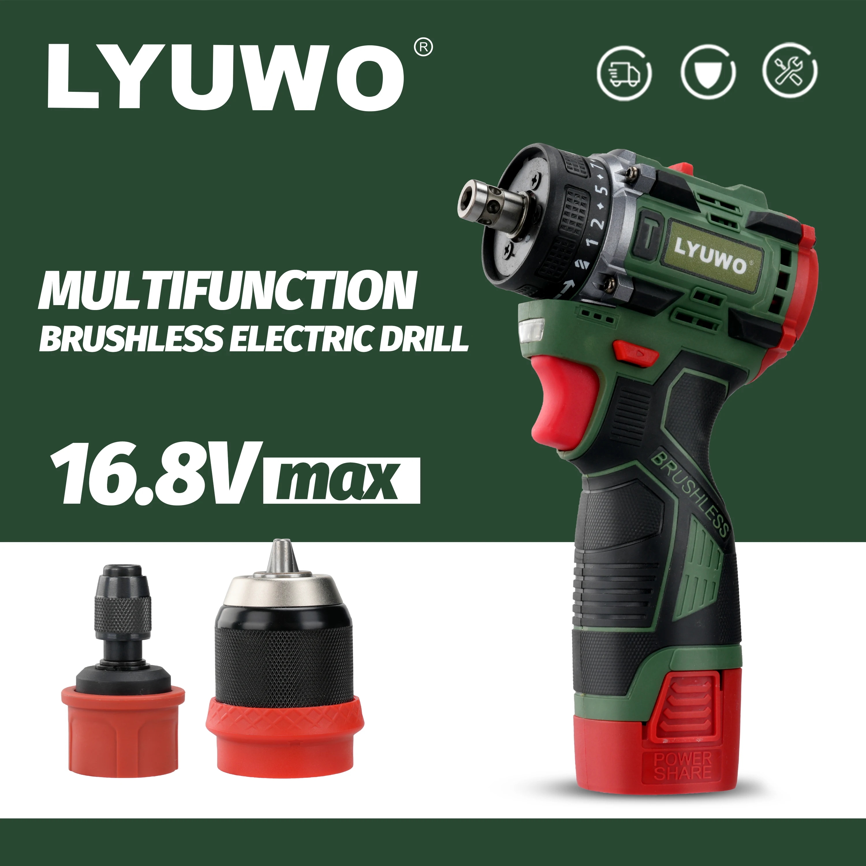 Lyuwo-多機能ブラシレスドライバー,電動ドリル,高トルク充電式ドリル,ドライバーツール,デュアルユースクランプ - 1420