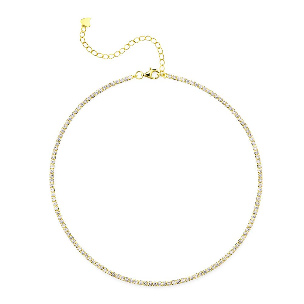 [ギフト フロム ニューヨーク] テニス チョーカーネックレス レディース 13ct イエローゴールド加工 シルバー925 金属アレルギー対応 女性 プレゼント