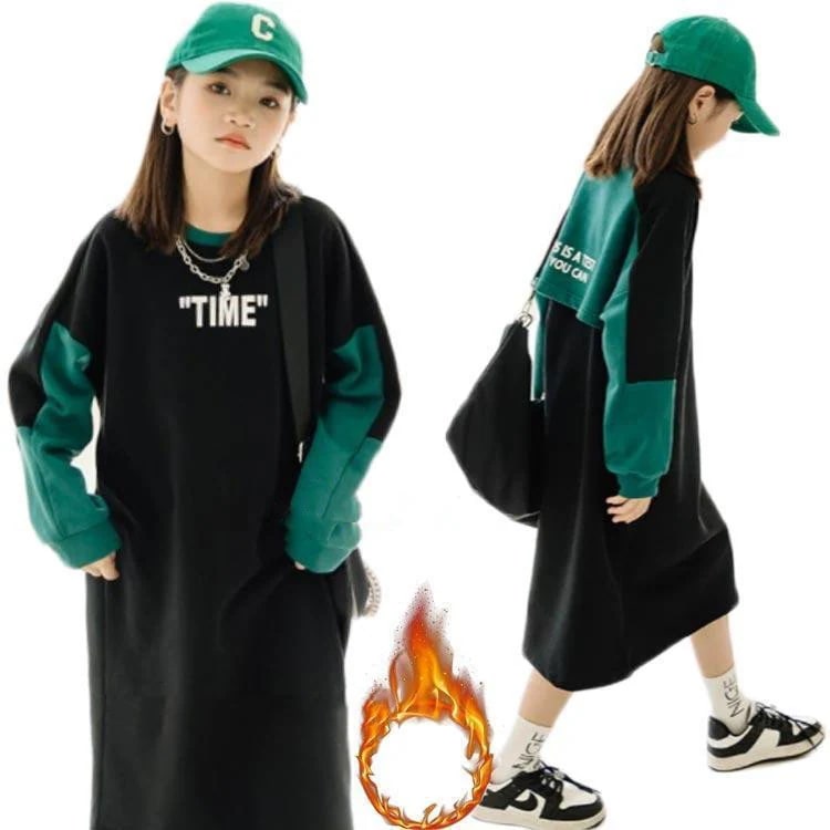 ワンピース 子供服 女の子 トレーナー ロングワンピース スウェット 長袖 裏起毛 キッズ服 韓国風子供服 カジュアル 春秋 130cm 140cm