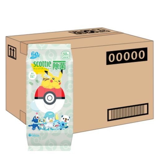【ケース販売】スコッティ ウェットティシュー 除菌ノンアルコールタイプ50枚×36入り ポケモン
