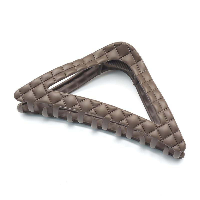 QinGoo 大きめ つや消し コーヒー 三角 メタル ヘアクリップ 合金 髪留め クリップ しっかりとまる バンスクリップ ヘアアクセサリー 可愛い 韓国 レディース 1本(9.8cm*4.5cm,