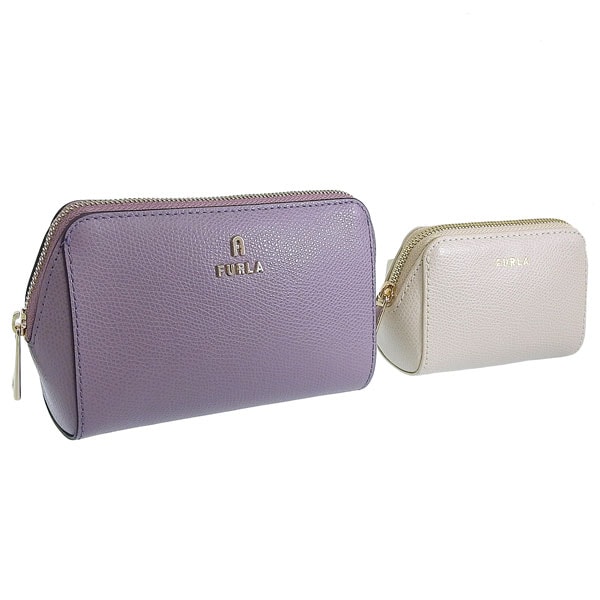 フルラ コスメポーチ 化粧ポーチ レディース アウトレット 2個セット レザー パープル ベージュ カメリア FURLA CAMELIA WE00453ARE0002512S
