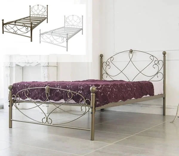 ベッド シングル エレガント プリンセス かわいい 姫 おしゃれ ゴールド エレガント クラシカル ベット パイプフレーム メッシュ