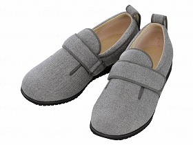 徳武産業 あゆみシューズ 介護靴 施設用 ダブルマジックII ヘリンボン 9E グレー 両足LLサイズ 7025