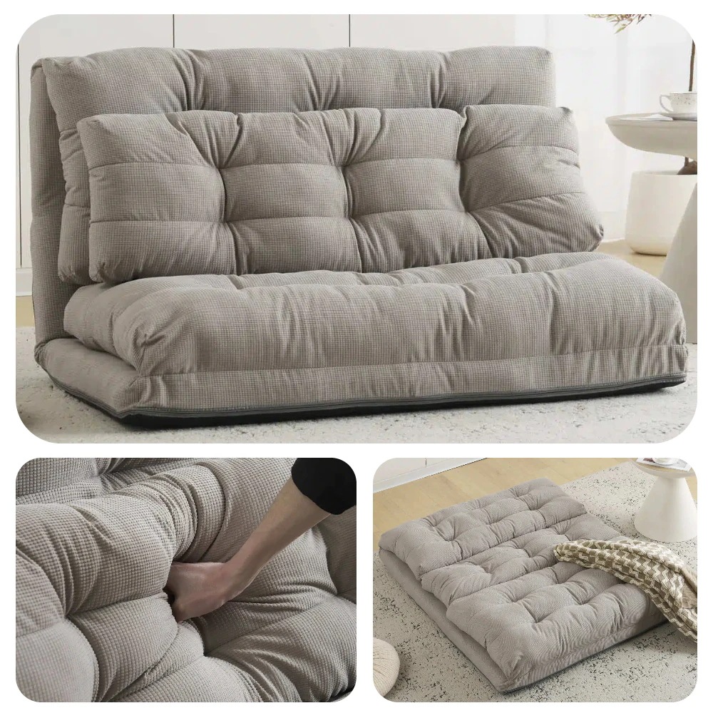 [国内即発送]ソファーベッド ソファベッド ローソファー 2人掛け マルチに使える3WAY 幅108cm 6段階リクライニング クッション付き 座椅子 1人掛け ソファ 折りたたみ 折り畳み コンパク