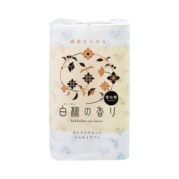 （まとめ）四国特紙 トイレットペーパー 白檀の香り ダブル 芯あり 30m 1パック（12ロール） (×5セット)